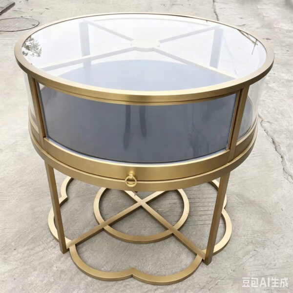 Stainless steel high-end luxury arc display cabinet