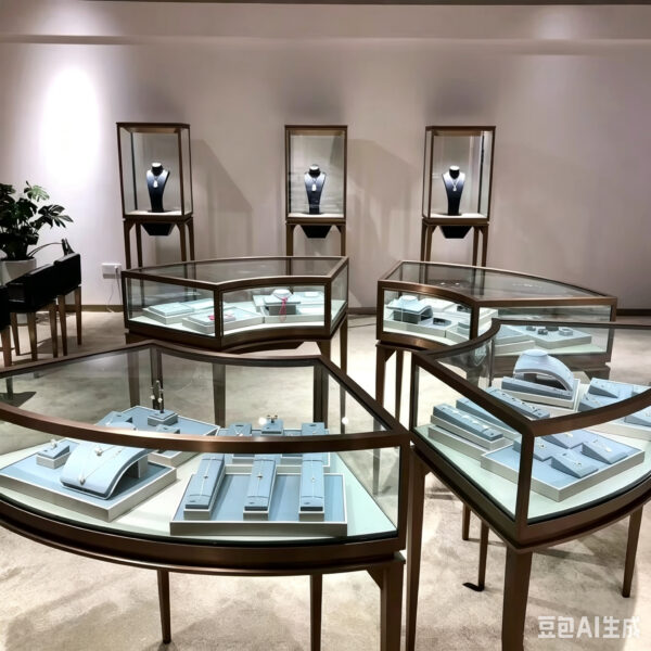 Stainless steel high-end luxury arc display cabinet