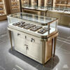 High-end luxury stainless steel curved display cabinet
