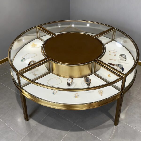 Stainless steel high-end luxury arc display cabinet