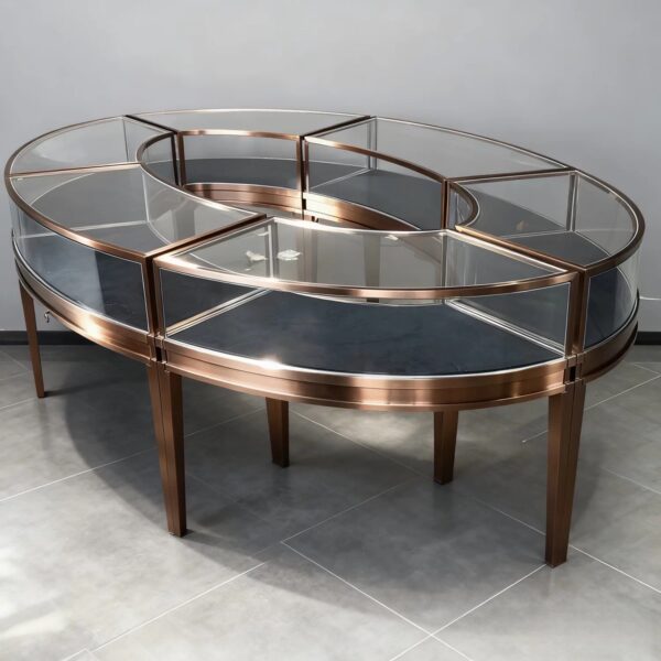 Stainless steel high-end luxury arc display cabinet