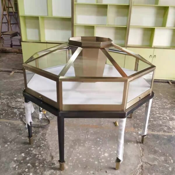 Stainless steel high-end luxury arc display cabinet