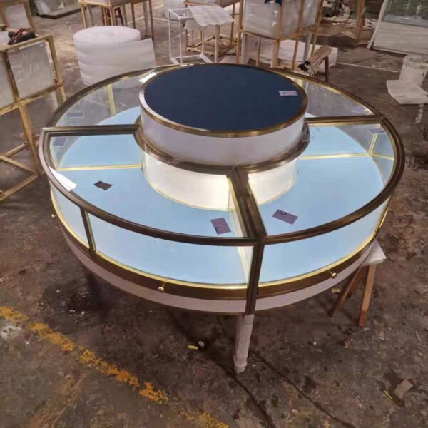 Stainless steel high-end luxury arc display cabinet