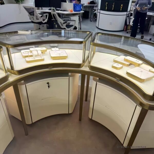 Stainless steel high-end luxury arc display cabinet